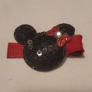 NEW BLACK/RED MOUSE EARS HAIR CLIPPY